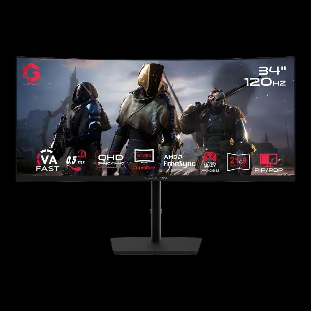 GAMEON GOC34WQHD120VA Spectra Pro Series 34″ WQHD, 120Hz, MPRT 0.5ms, HDMI 2.1, Fast VA Panel Curved Gaming Monitor 1500R 21:9 (Supports PS5) – Black