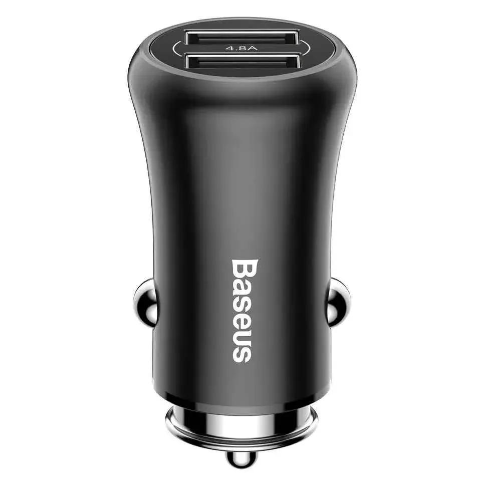 2XUSB GENTLEMAN CAR CHARGER- BASEUS – BLACK (Open Box)