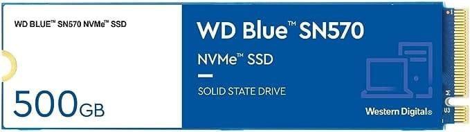 Western Digital 500GB WD Blue SN570 NVMe Internal Solid State Drive SSD – Gen3 x4 PCIe 8Gb/s, M.2 2280, Up to 3,500 MB/s