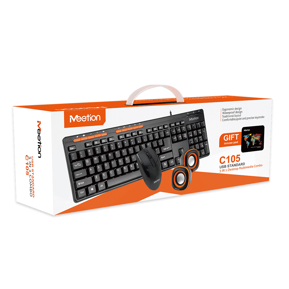 Meetion wired keyboard and mouse price company – C105 – Black