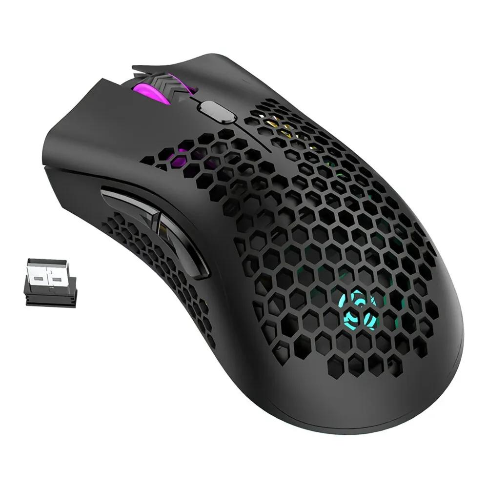 K-Snake BM600 1600 DPI 7-keys Hollow Lightweight Wireless Charging RGB Colorful Gaming Mouse(Wireless BM600 Black)