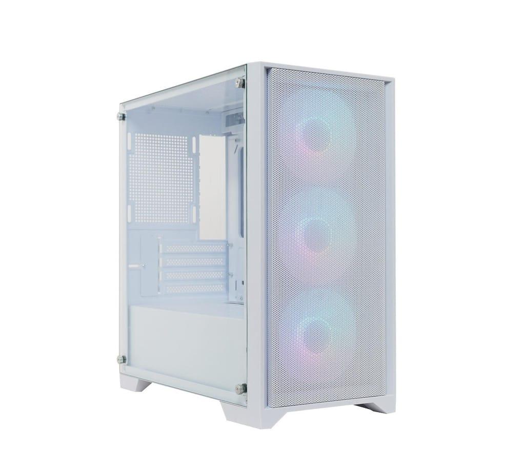 PC Gaming Case G-PRO – White 4 Fans RGB Tempered Glass Made Tower