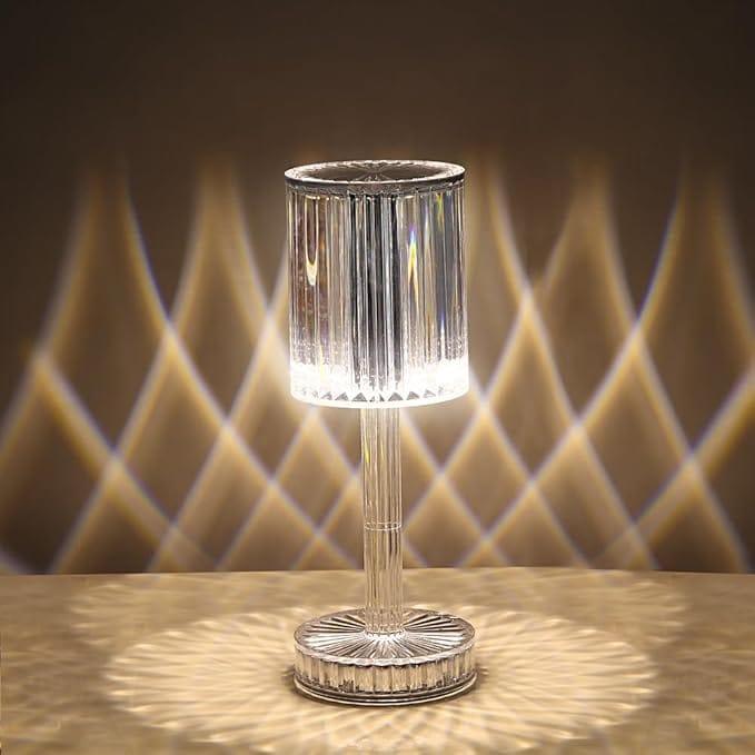 Portable Crystal Table Lamp,3 Color Touch Control Rechargeable Lamp,3-Levels Brightness Room Decor Desk Lamp,Crystal Bedside Lamp,Night Light for Kids Nursery,Bedroom,Dining Room Lamp