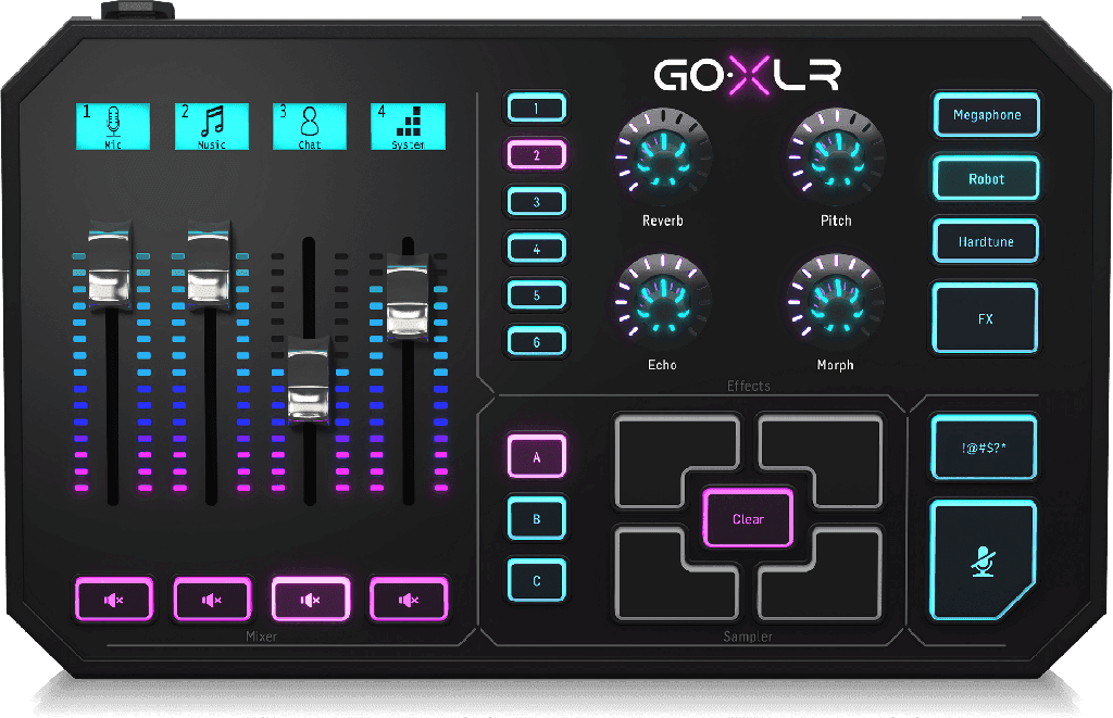 TC-Helicon GoXLR Revolutionary Online Broadcaster Platform with 4-Channel Mixer, Motorized Faders, Sound Board and Vocal Effects, Officially Supported on Windows