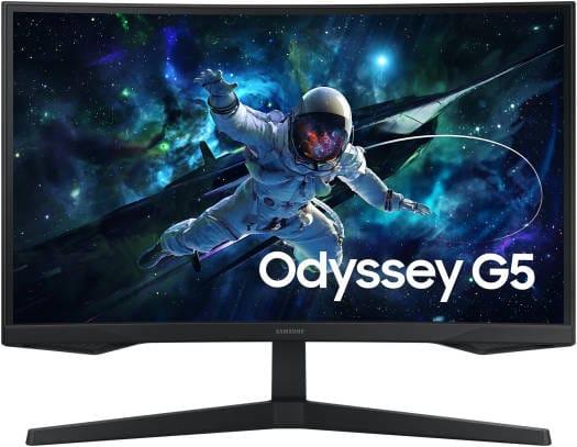 Samsung Odyssey G5 G55C Curved Monitor, 27″ QHD VA Display, 165Hz Refresh Rate, 1ms (MPRT) Response Time, 1000R Curvature, AMD FreeSync Technology, Black | LS27CG552EMXUE